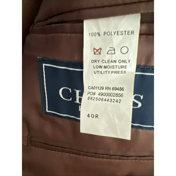 Chaps Sportscoat Men's 40R Dark Brown Lined Brushed Faux Suede Pockets Blazer - Picture 3 of 9